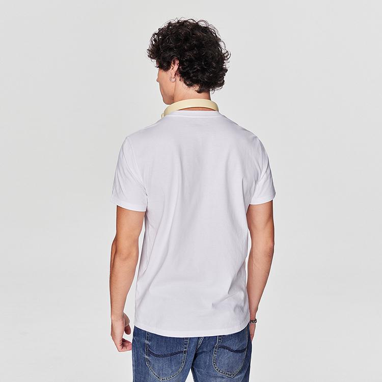 Letter Print Round Neck Short Sleeve Casual T-Shirt Men tops White LMT0081114LE00FK14000