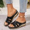 Fashion 2025 Summer Women Wedge Sandals Premium Orthopedic Open Toe Sandals Vintage Anti-Slip Leather Casual Female Platform Retro Shoes