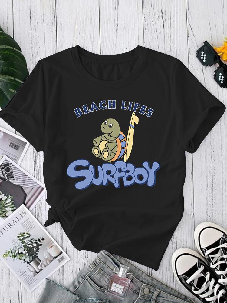 Fashion Printing Cute T-Shirts Women Cartoon Summer Clothing Short Sleeve Tshirts Clothes Graphic Sexy Print Tee T-Shirt Clothes