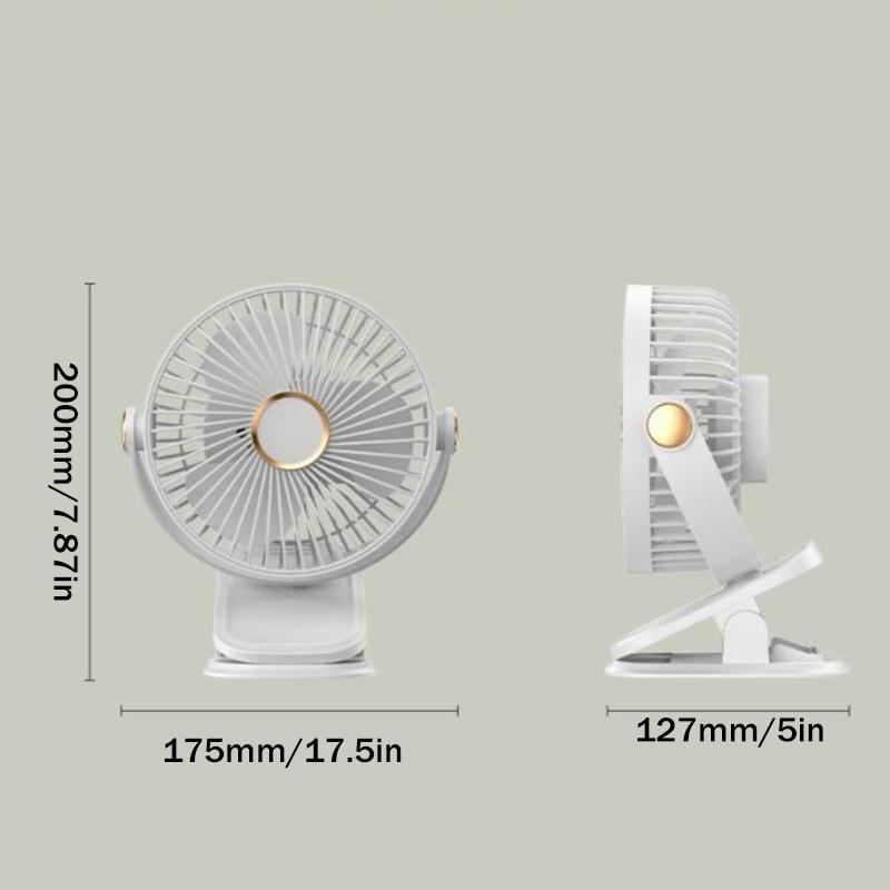 Portable Mini 360°Flip USB Rechargeable Table Fan Clip-on Type Desk Fan Hanging Clip Fan Night Light Air Cooler Outdoor