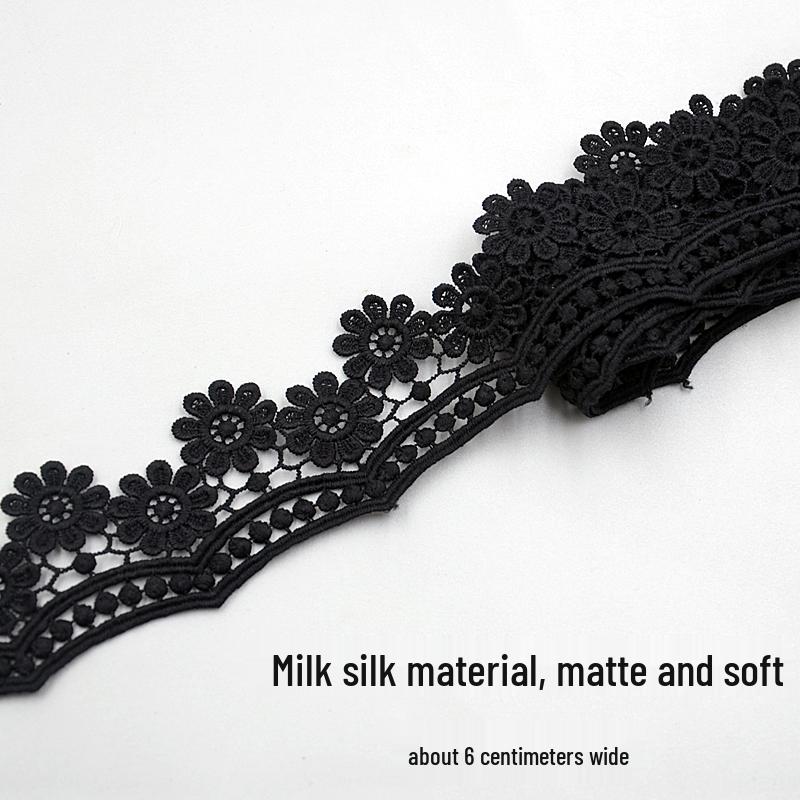 Handmade Black Lace Trim for DIY Jewelry & Clothing, Doll Clothes, Shoe Decoration, Fabric Flowers
