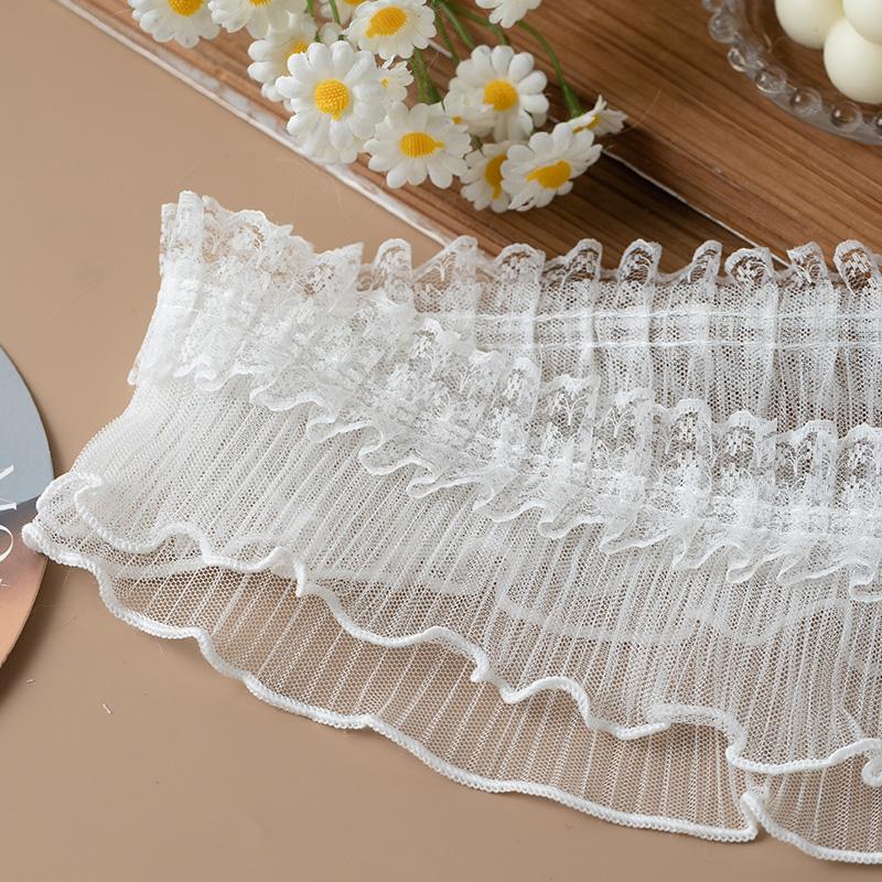 2Meters pleated lace ribbons trim for decoration party dress DIY crafts supplies clothing sewing accessories sewing material
