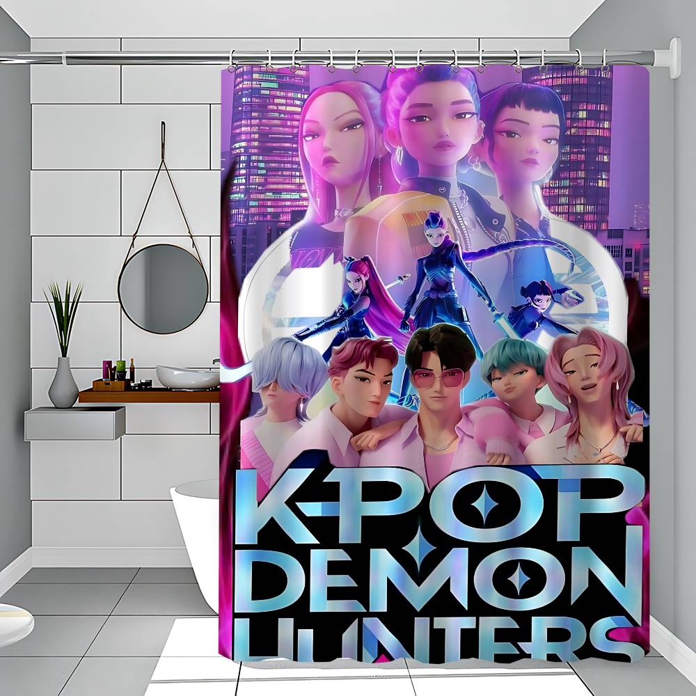 

Cartoon Kpop Demon Huntrx Simple Shower Curtain Bathroom Shower Curtain Easy To Clean And Scrub Polyester Waterproof Opaque 90x180 cm