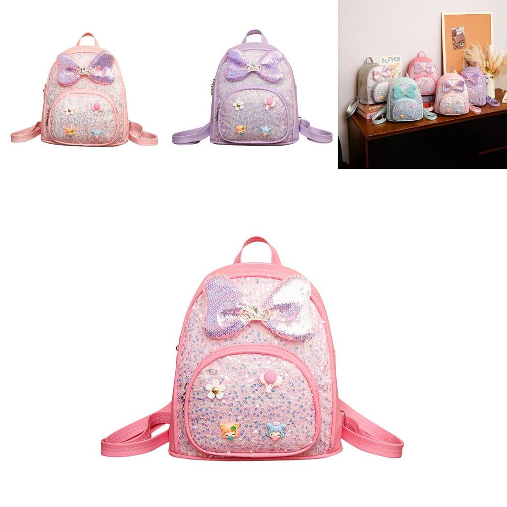 Toddler Girl Backpack Pu Material With Sparkling Design For School Use