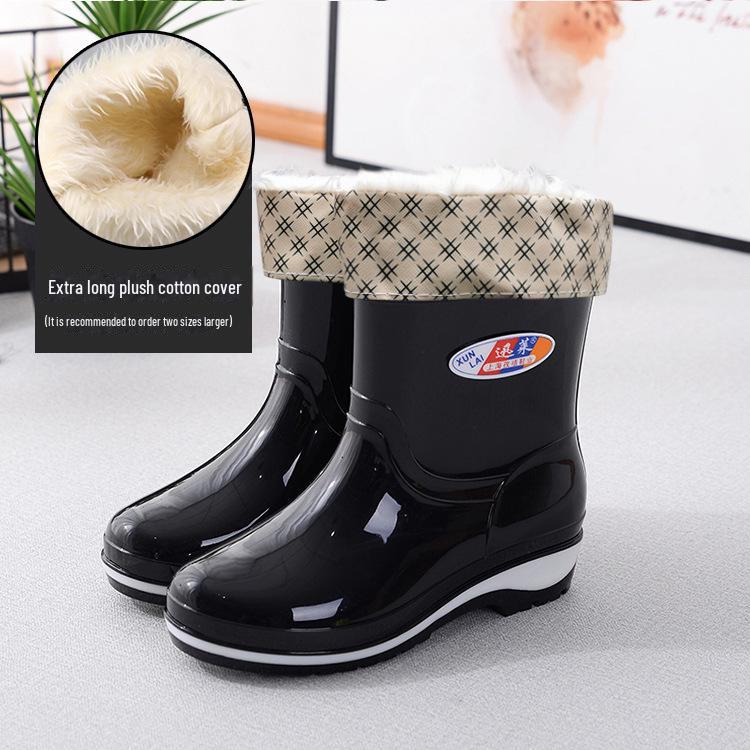 

Женские нескользящие короткие резиновые сапоги - модные, теплые, с низким вырезом, резина с бархатом, цельный дизайн 37