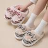 Cartoon bow wool slippers autumn and winter home living room bedroom warm fleece soft bottom lightweight cotton slippers