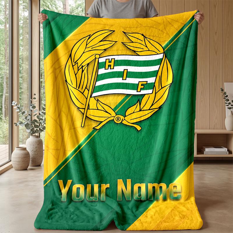 Coperta di Flanella Hammarby con Nome Personalizzato Logo Calcio Plaid in Pile Personalizzato Regalo Speciale per Divano Camera da Letto Casa