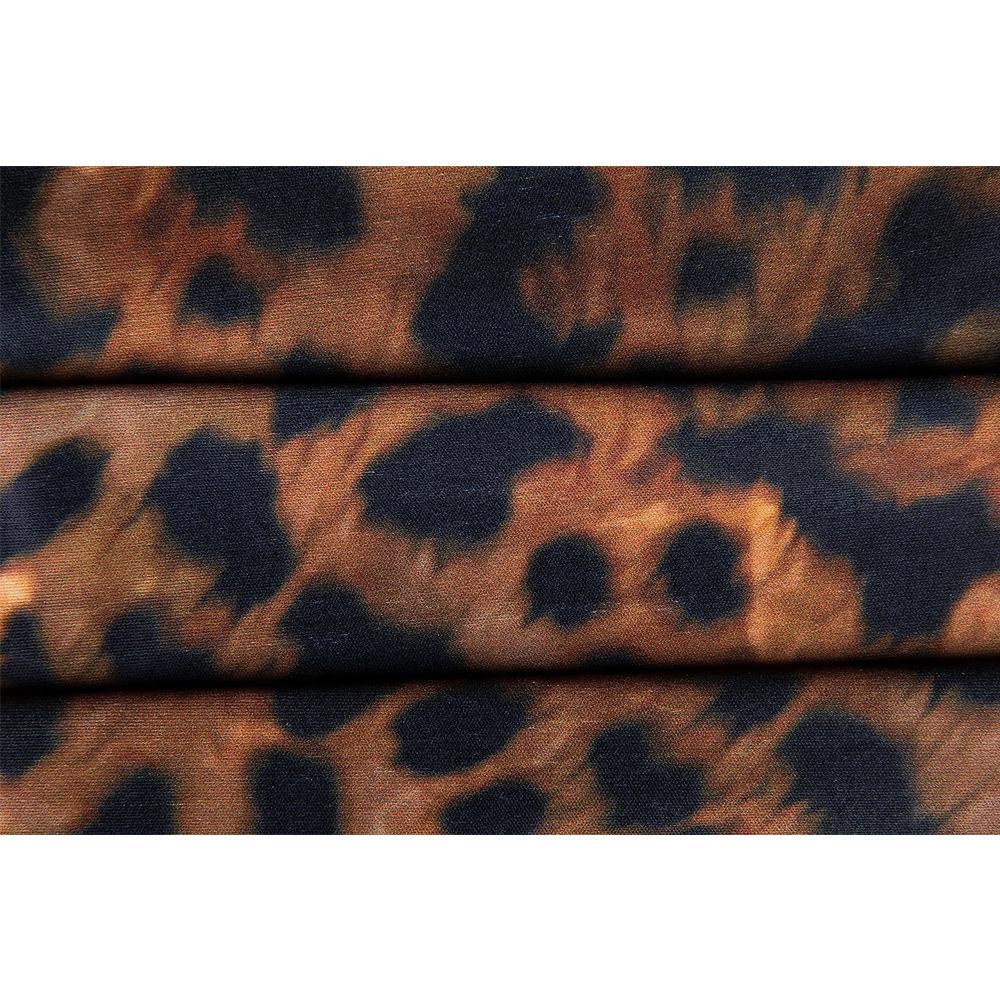 Damenmode Sexy Frühling/Herbst O-Ausschnitt Langarm Leopardenmuster Figurbetontes Midikleid