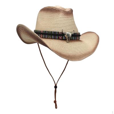 Fashionable Western Cowboy Hat Wide Brim Costume Shapeable Paper Straw Sun Cowgirl for Men's
