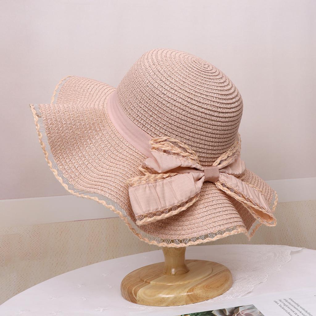 Hat Women's Summer Beach Sun Hat Seaside Vacation Bow Big Brim Straw Hat Fashion Sun Hat Sunscreen Hat Tide