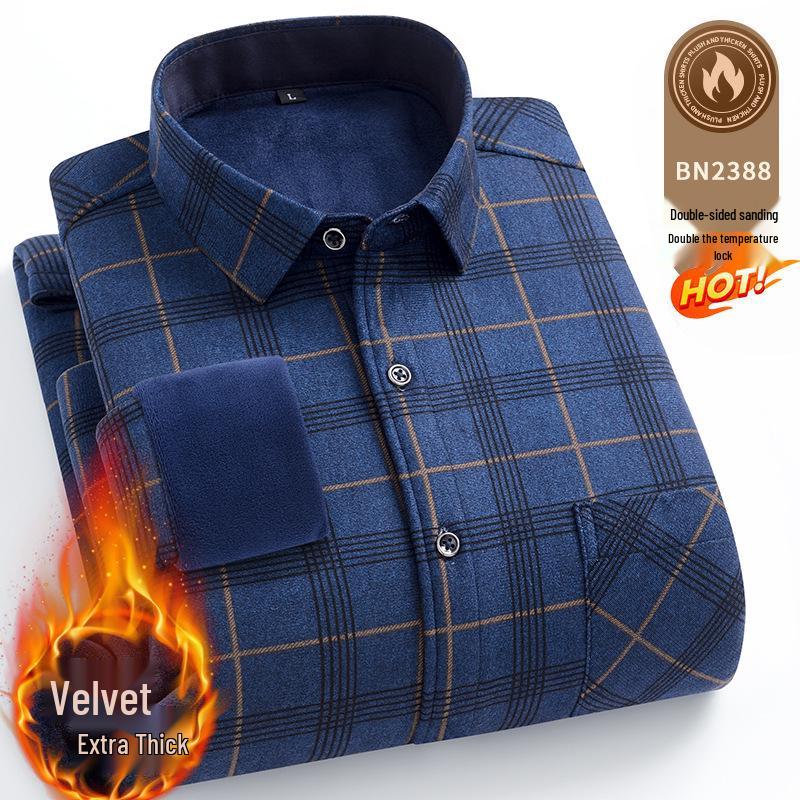 

Чоловіча двостороння флісова сорочка з довгим рукавом для осені та зими 4XL