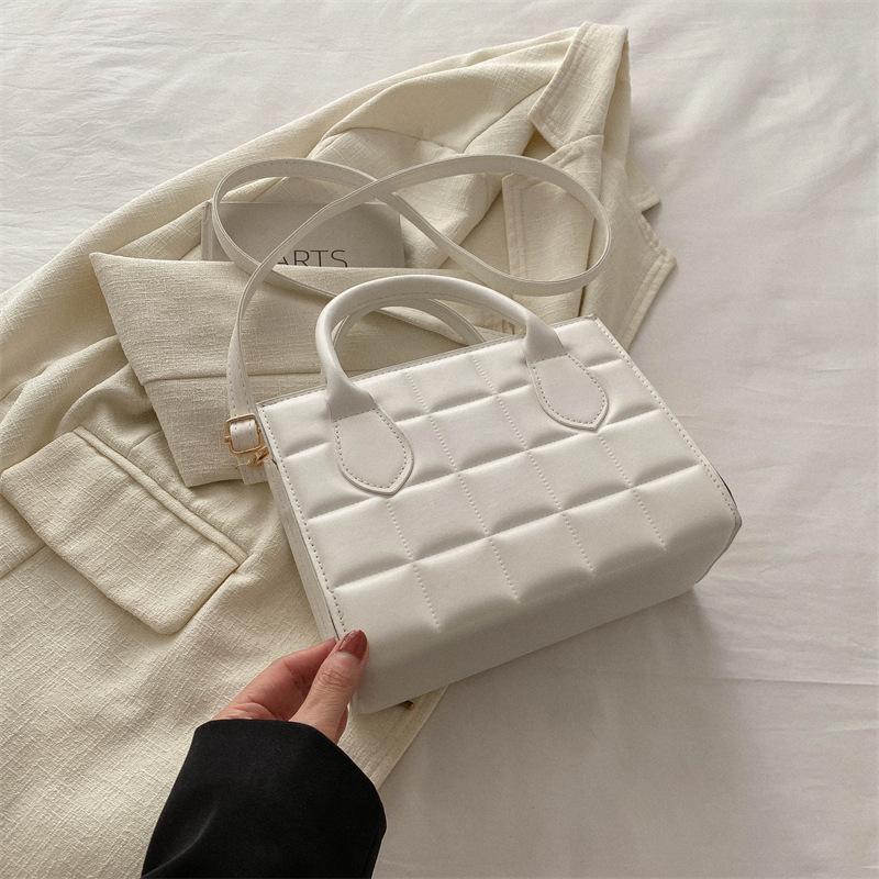 New Fashion Faux Leather Square Shoulder Bag for Women Korean Style Handbag Crossbody Purse