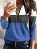 Women's T Shirt Graphic Geometric Vintage Fashion Stylish Long Sleeve Crew Neck Regular Tops Daily Zipper Print Pink Blue Green Spring Fall Winter
