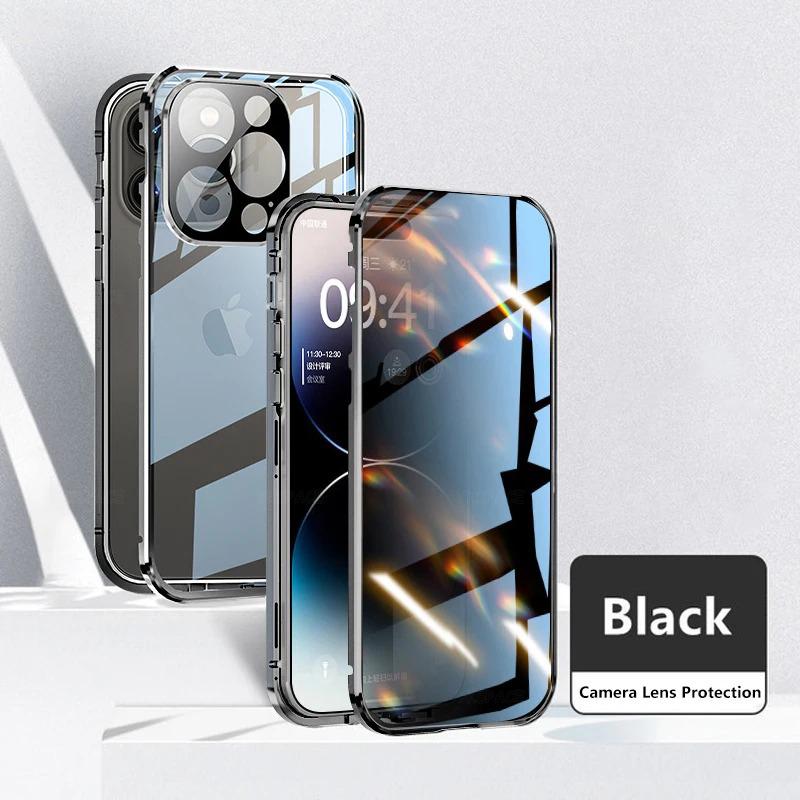 Anti-spionage Privacy Gehard Glas met Lensbescherming Magnetische Adsorptie Hoesje Voor iPhone 16 15 14 Plus 13 12 11 Pro Max