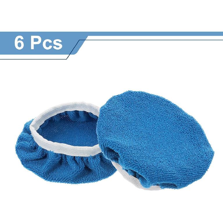 HARFINGTON 6pcs Car Polisher Bonnet Buffing Pad Micro-fiber Polishing Buffing Pad Cover for 5"-6" Car Buffer Bonnets Polisher, Dark Blue