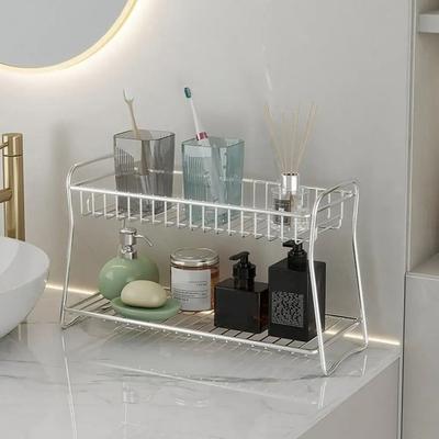 Space-saving Multifunctional Spice Rack Non-slip Feet Double-tiered Kitchen Storage Shelf Stainless Steel Stylish Rack Organizer