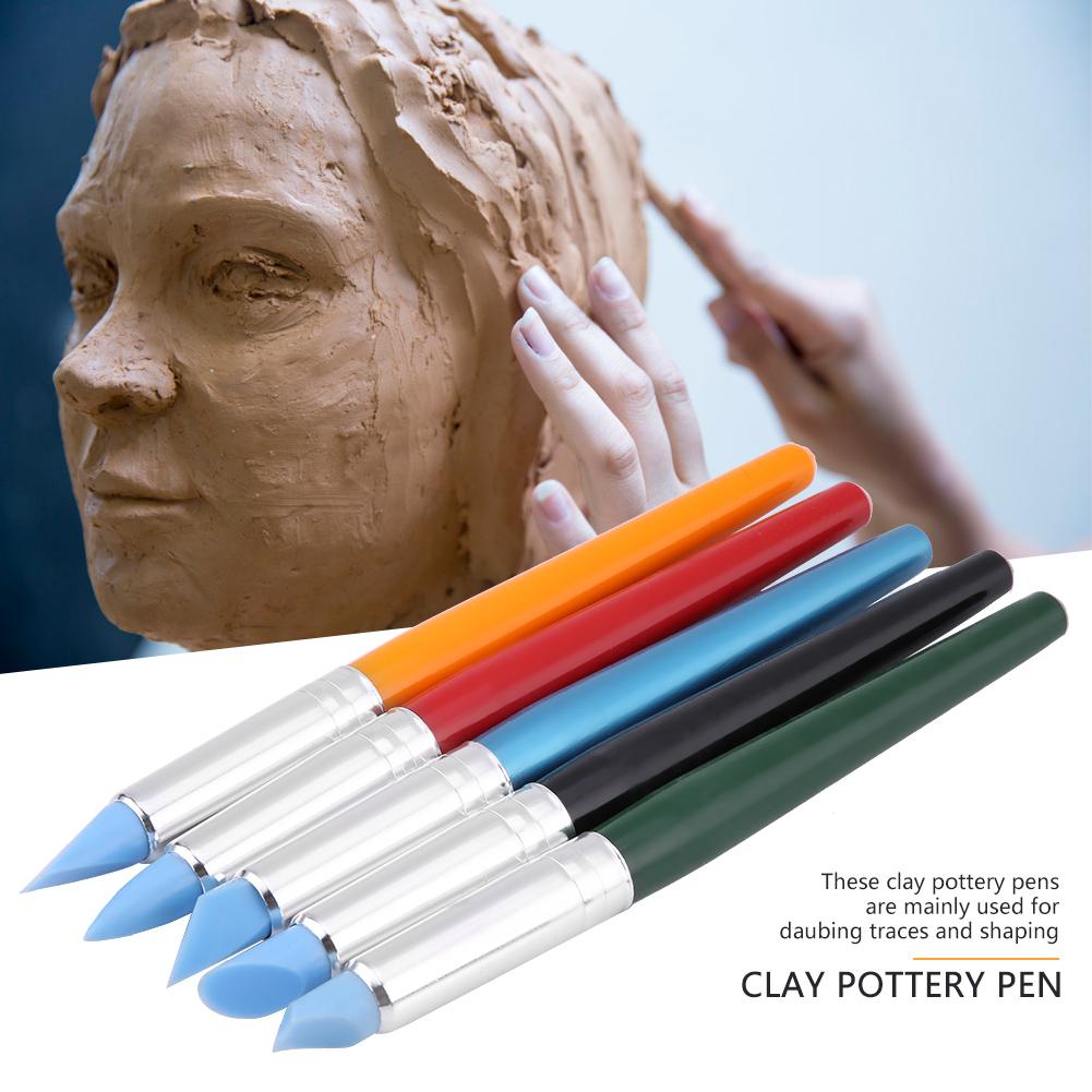

5pcsset Silicone Soft Head Clay Pottery Moulding Pen DIY Craft Tool (Large) L