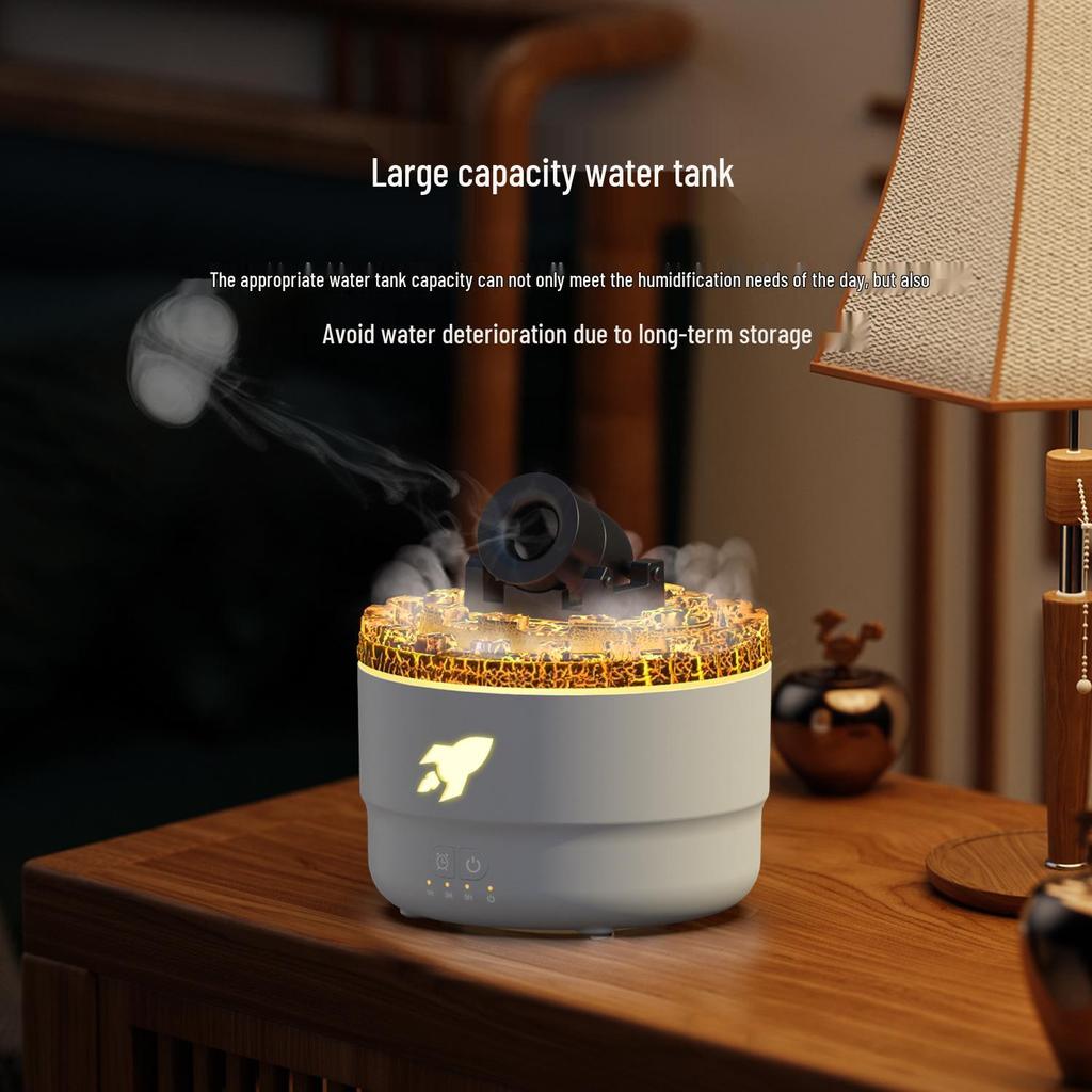 Creative Turret Aroma Diffuser: Realistic Flame Light with Large Spray Humidifier for Home Bedroom