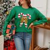 BITCED Christmas Candy Cane Bow Sequined Women's Knitwear Autumn/Winter Fashion O-Neck Long-Sleeved Knit Jumper