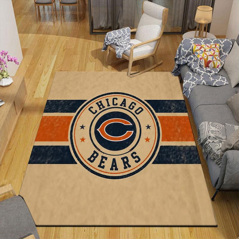 Tappeto Quadrato a Fantasia Flanella Chicago Bears, Tappeto da Area, Tappeto per Soggiorno Camera da Letto Divano Stanza dei Giochi Decorazione, Tappetino Antiscivolo