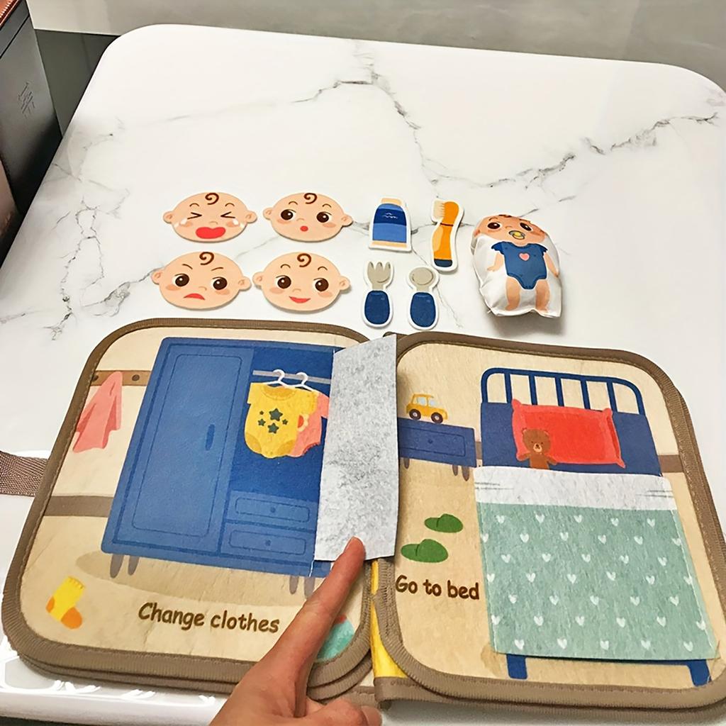 Baby's Day Cloth Book For Children, With Illustrations Of Parenting Scenes And Animals, Develops Skills And Parent-child Relationships.
