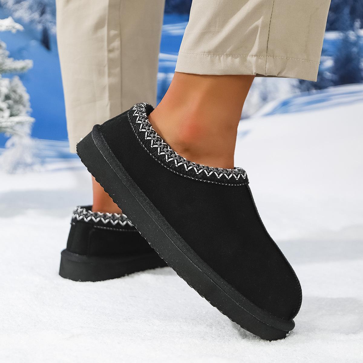 

Womens Snow Boots 2026 Winter New Comfortable Warm Plush Platform Outdoor Cotton Shoes Fashion Thick Sole Slippers Zapatos Mujer 36 чёрный