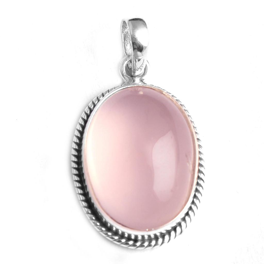 Rose Quartz Pendant, Silver Jewelry, Handmade Pendant, 925 Sterling Silver, Women Pendant