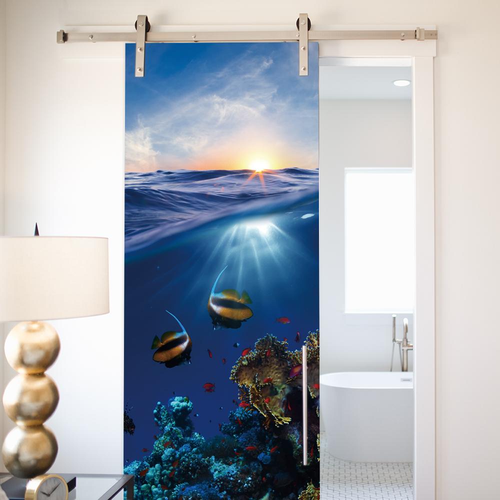 3D Forest Scenery Door Sticker - Removable Vinyl Mural, Nature Pathway Adhesive Door Wallpaper for Home Decor