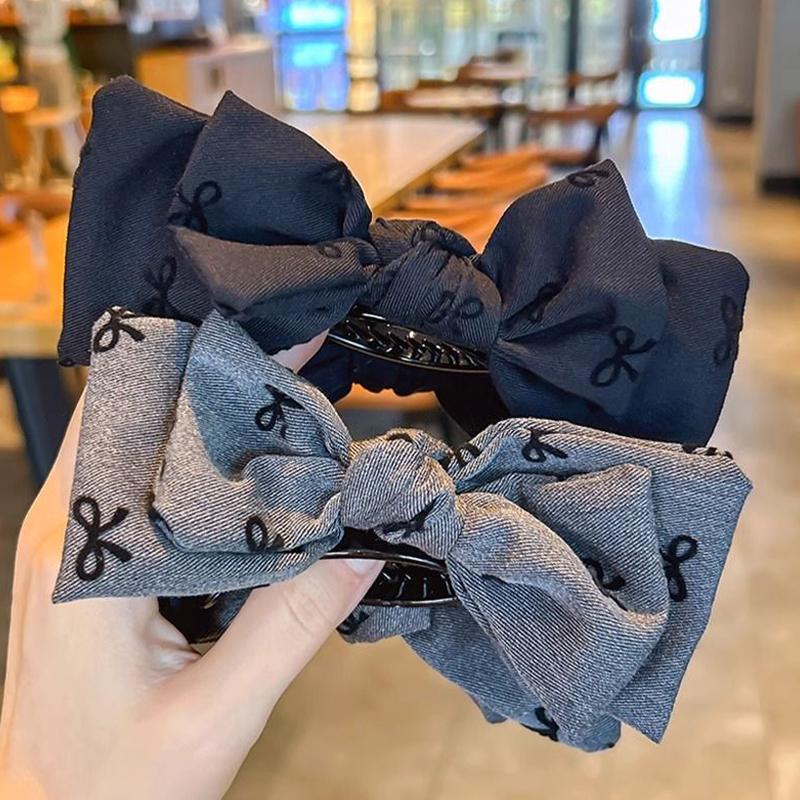 French Retro Bow Claw Clip Women'S Back Of The Head Ponytail Clip Hair Accessories