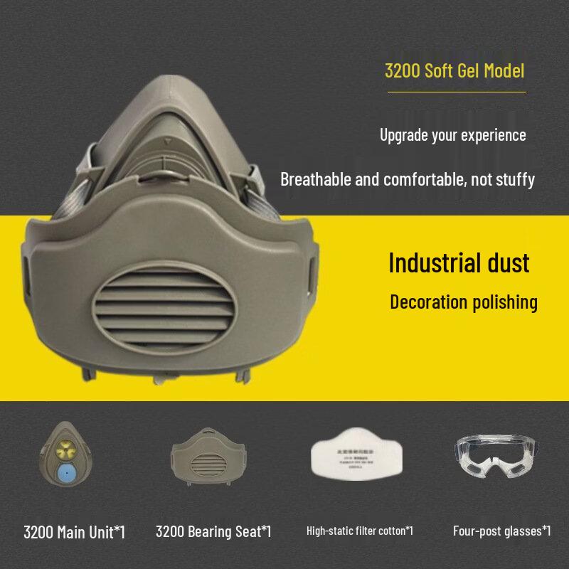Lieve Industrial Dust Mask with Goggles 3200 Soft Rubber with Goggles