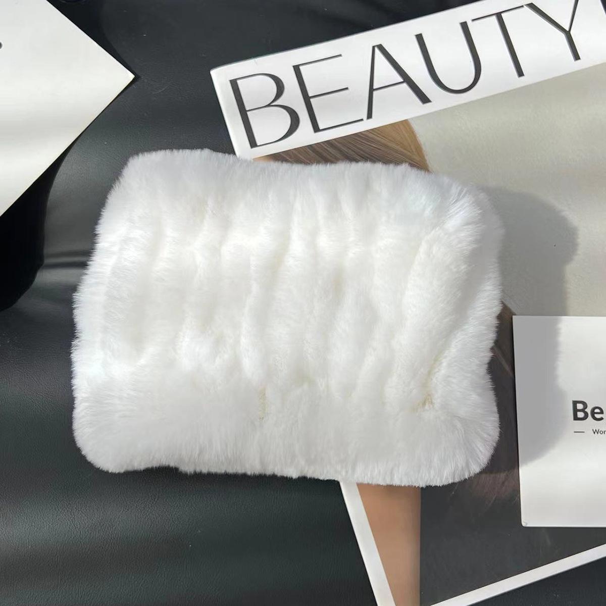 

Winter Elastic Mesh Scarf With Plush Head Cover For Warmth One Size білий