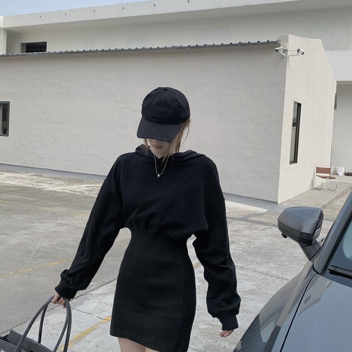 

New design sense niche small man light and familiar black sweater dress women s season S