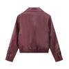 2024 European and American cross-border autumn and winter fashion women's commuter jacket lapel long-sleeved zipper leather jacket short jacket