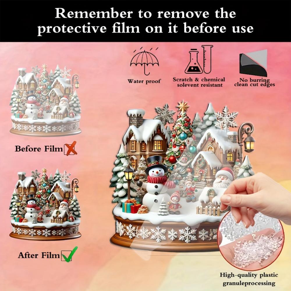 2D Plane Is Suitable for Gifts In 4 Seasons, Snow Village Character Polypropylene Statue Set, Retro Acrylic Christmas Table Ornament, Home Decoration