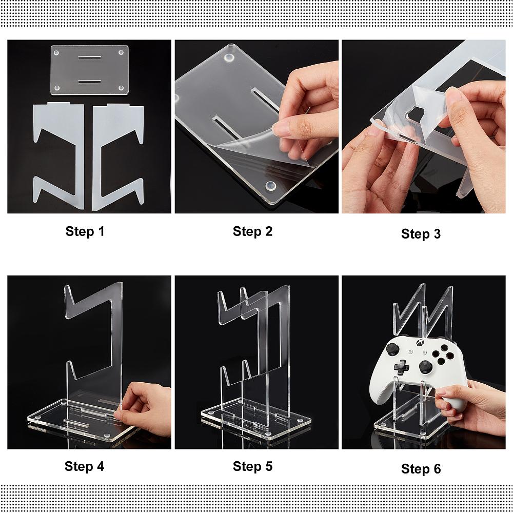 1set 2-Tier Transparent Acrylic Game Controller Display Stand Holders Controllers Desktop Organizer Stands Clear 9~19.5x9~13.9x0.45~0.75cm