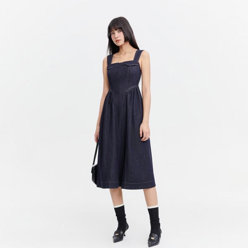 ONLY Women's Ruched Sleeveless Mid-length Denim Dress