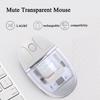 MU-08 Transparent Mouse, Quiet, USB Wireless, Bluetooth, Crystal Clear, 7-Color Backlight, Compact, Lightweight, Rechargeable, Dual-Device