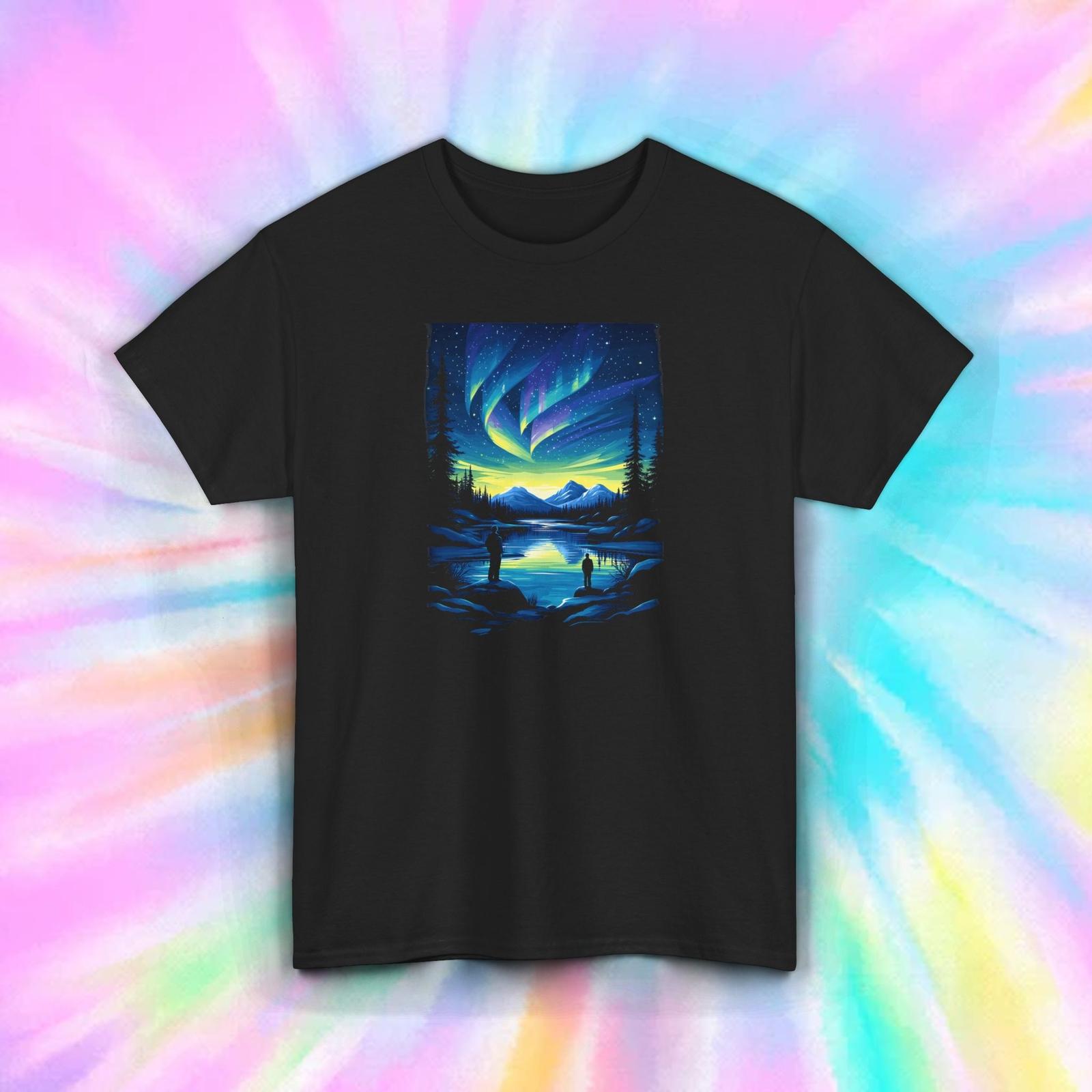 Northern Lights Shirt Scenic Mountain Aurora Borealis Nature Tee S-5XL XL