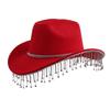 New Western Style Party Rhinestone Decorative Cowboy Hat Metal Chain Fashion Versatile Jazz Hat