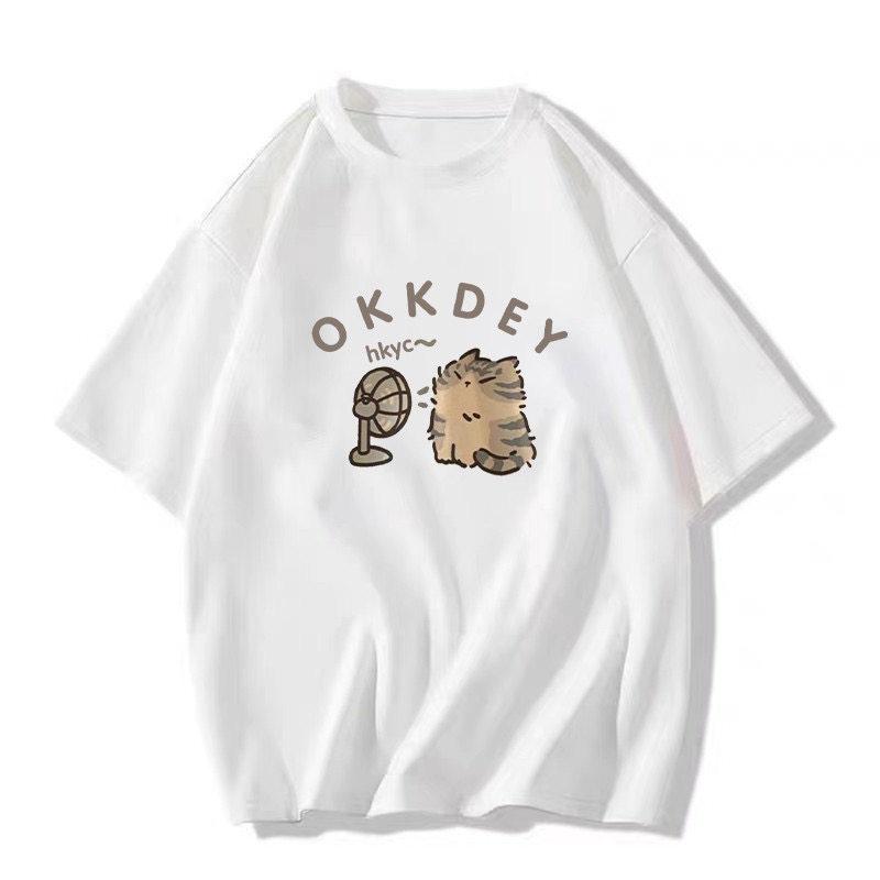 Plus Size Pure Cotton Short Sleeve T-Shirt, Couples Style, Loose Fit, American Niche Design, Dropped Shoulders