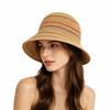 Color-Blocked Striped Knitted Hollow Fisherman Hat Vintage Style Bucket Sun Hat  Beach