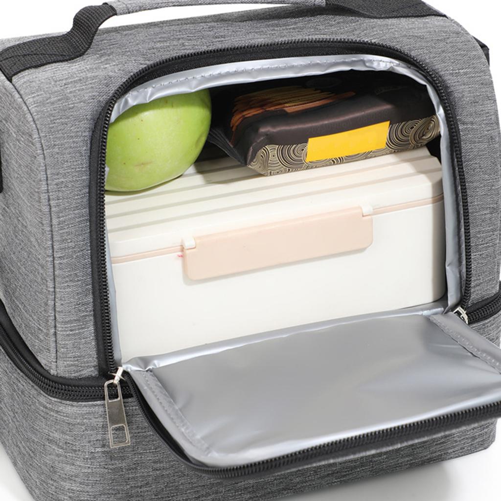 Portable Reusable Lunch Bag Thicken Lunch Box Wide-Open Tote Cooler Bag for Office Work Picnic Travel