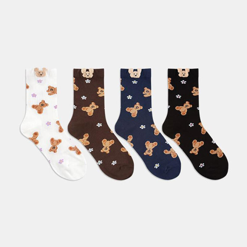 Flower Bear Women s Socks 4-Pack Set black