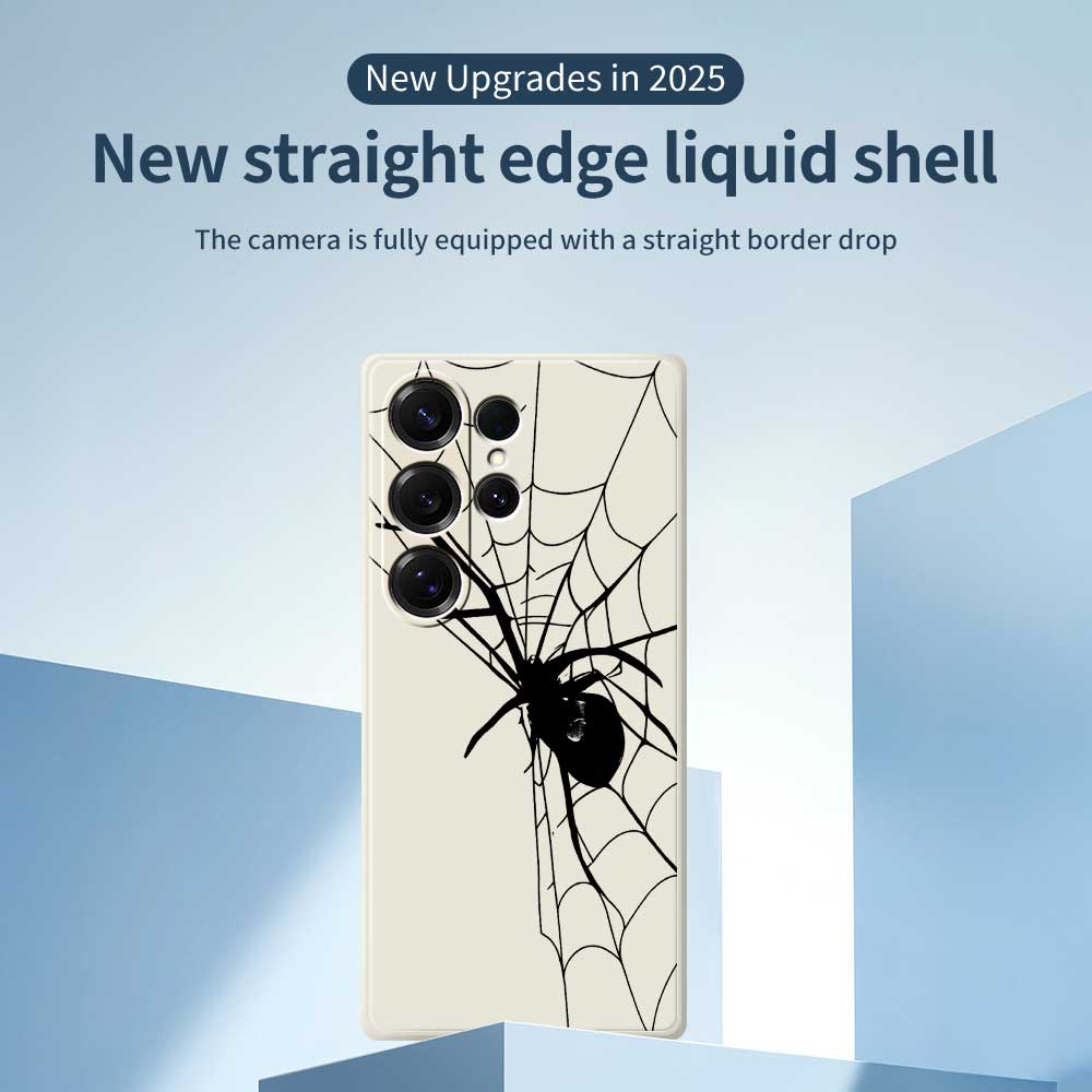 For Samsung Galaxy S25 Ultra Case Spider Pattern Printing Straight Edge TPU Phone Back Cover