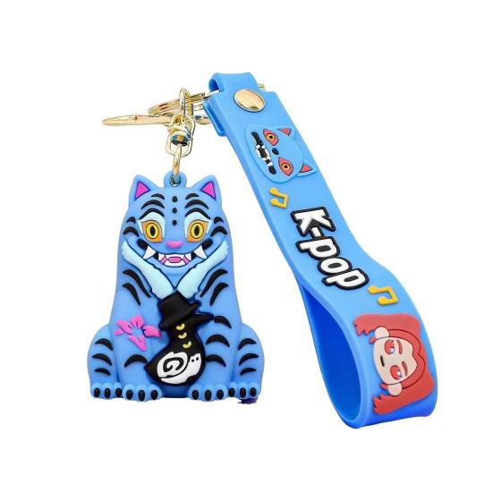 Keychain Pendant Cartoon Anime Design with Metal Lobster Silicone Keychain Clasp Wrist Strap Idol Group Keychain