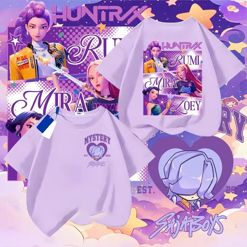 Dívčí oblečení pro batolata Kpop Lovci démonů Kreslené tričko Vtipný dárek pro fanoušky Harajuku Cool dětská trička Letní topy