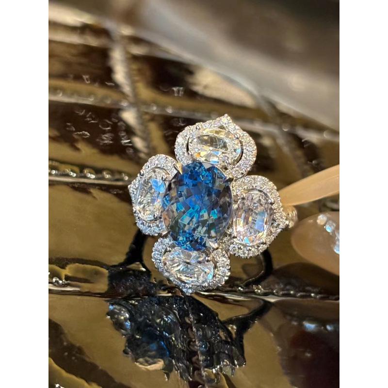 Sapphire Gemstone Ring: High-End, Trendy, Minimalist Open Design for Women’s Index Finger - Shiny & Versatile. Adjustable Open Design