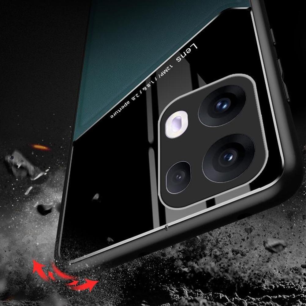 For Oppo Reno13 Pro 5G Case Leather Coated PC+TPU Phone Back Cover