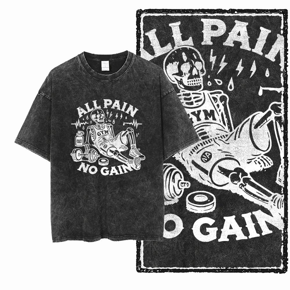 GYM Tiger NO PAIN NO GAIN Funny Graphic Print T-Shirt Men Women Streetwear Y2K Harajuku Hip Hop Fashion Summer New Tee Loose Casual Oversized Top