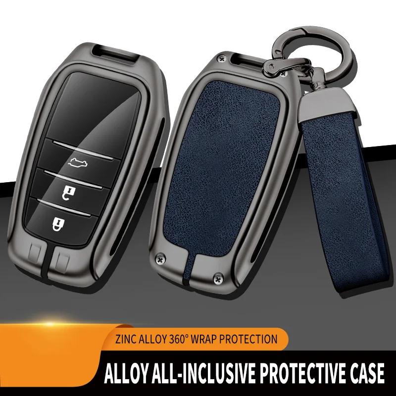 New Zinc Alloy Leather Car Key Case Cover Shell For Toyota CHR Hilux Fortuner JFGD5 Land Cruiser 200 Camry Corolla Crown RAV4 Highland